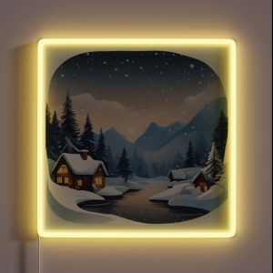 Enchanting Christmas Snow Landscape Illustration RGB Neon Sign