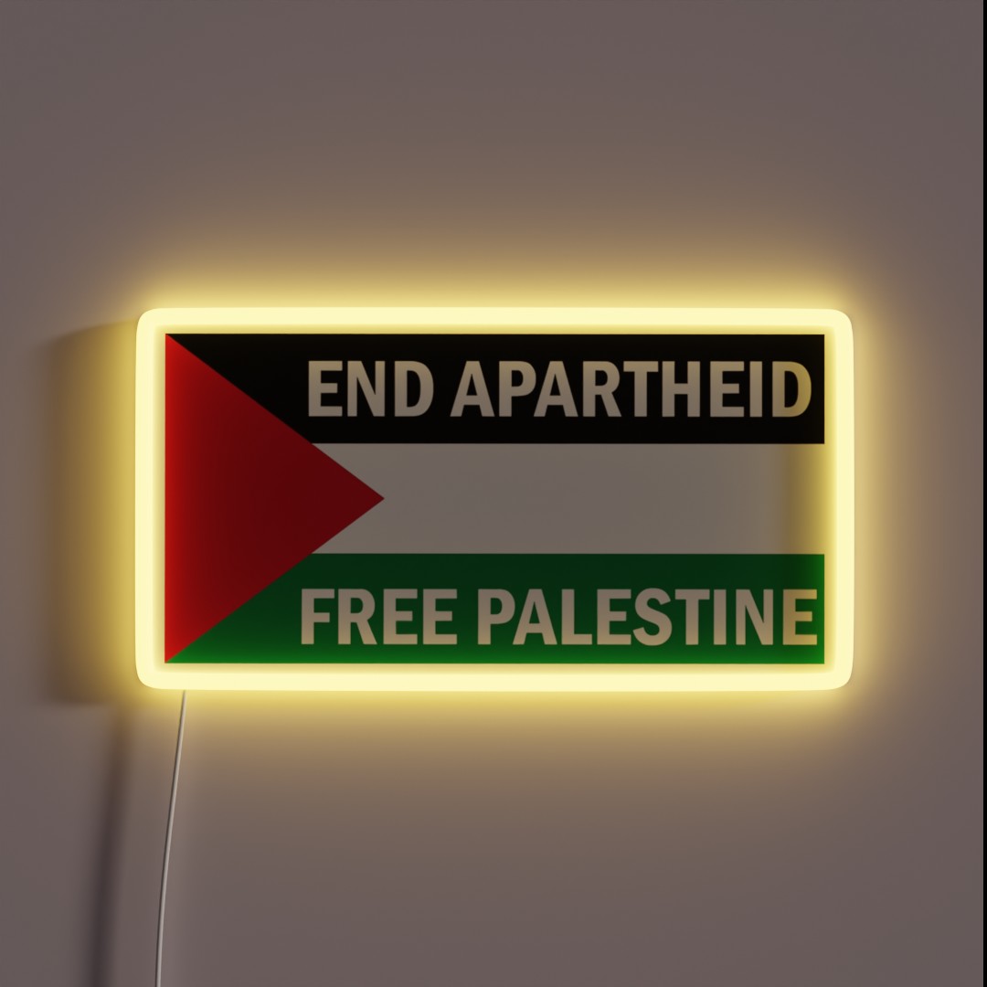 End Apartheid Free Palestine Poster RGB Neon Sign End Apartheid Free Palestine Poster RGB Neon Sign