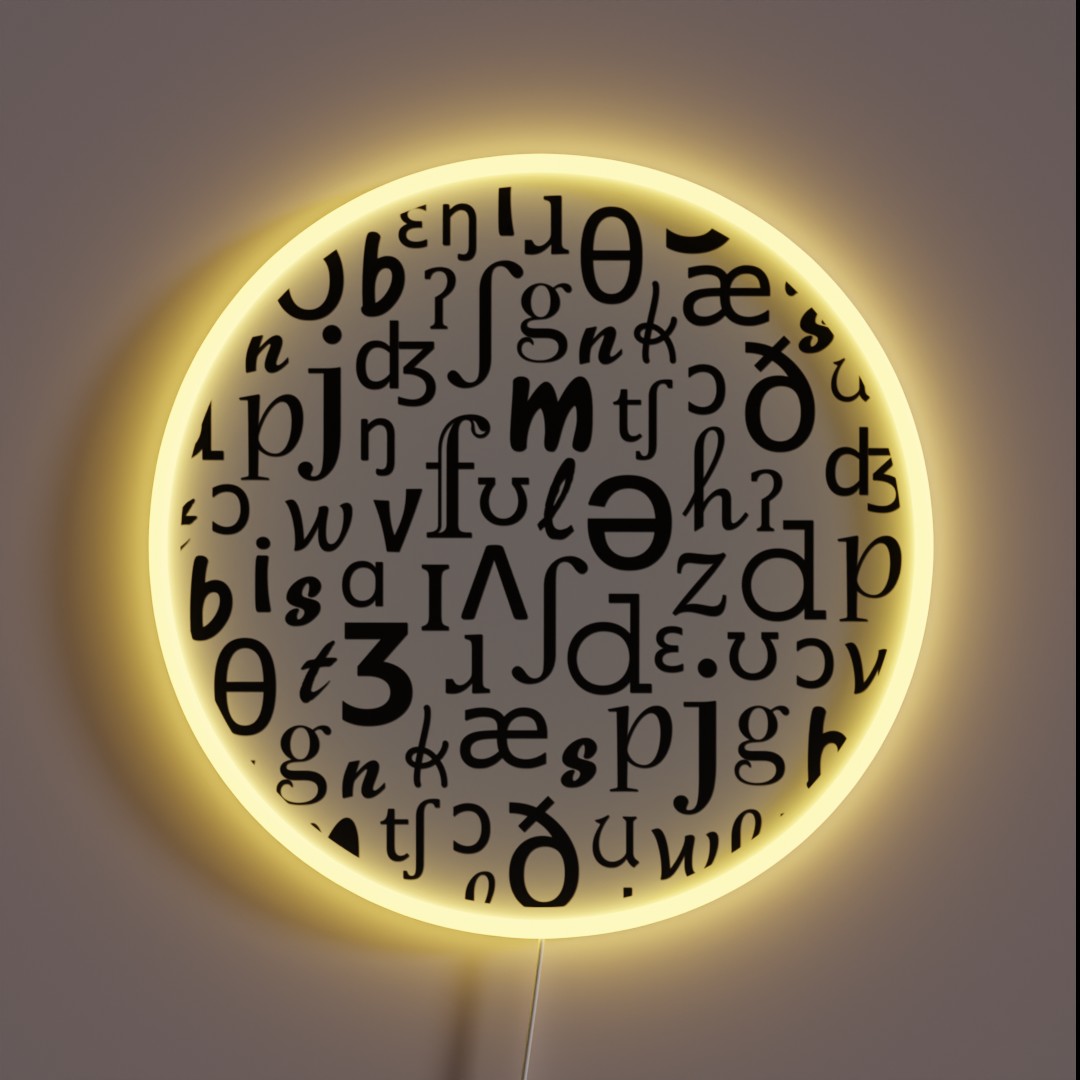 English Phonetic Sounds Linguistics White RGB Neon Sign English Phonetic Sounds Linguistics White RGB Neon Sign