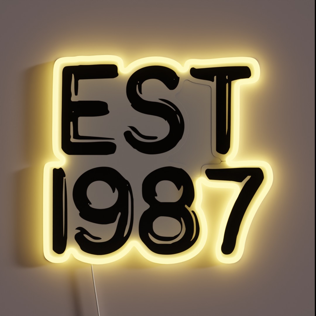 EST 1987 Birth Year RGB Neon Sign EST 1987 Birth Year RGB Neon Sign