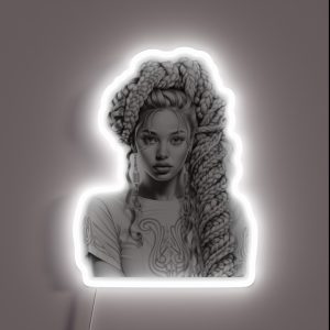 Expressive Drawing Of A Woman With Braided Hair RGB Neon Sign Expressive Drawing Of A Woman With Braided Hair RGB Neon Sign