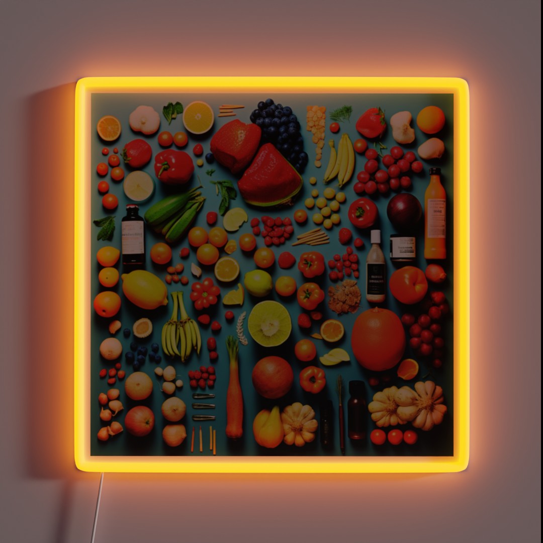 Exquisite Fruits In Table Art Vibrant Kitchen RGB Neon Sign Exquisite Fruits In Table Art Vibrant Kitchen RGB Neon Sign