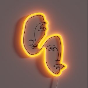 Faces Line Art RGB Neon Sign