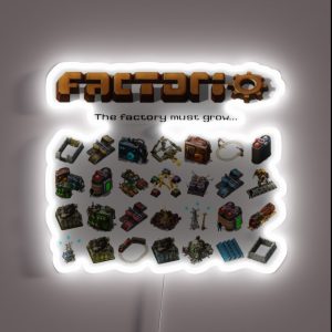 Factorio The Factory Must Grow RGB Neon Sign