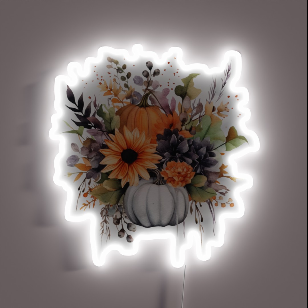 Fall Floral Pumpkins RGB Neon Sign Fall Floral Pumpkins RGB Neon Sign