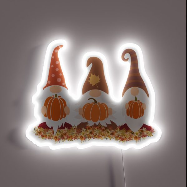 Fall Gnomes With Pumpkins RGB Neon Sign