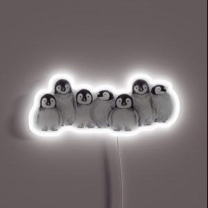 Family Of Penguins RGB Neon Sign