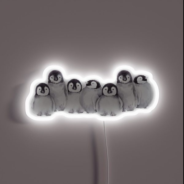 Family Of Penguins RGB Neon Sign
