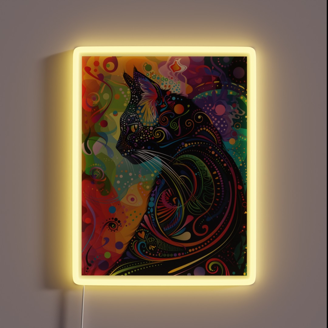 Fantasy Black Cat Abstract Art RGB Neon Sign Fantasy Black Cat Abstract Art RGB Neon Sign
