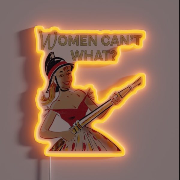 Female Firefighter Funny 1950s Vintage RGB Neon Sign