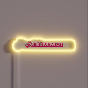 Femininomenon Hearts Pink And White Bubble Lettering Typography RGB Neon Sign