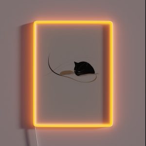 Fine Line Cat Print Clean And Crisp Art For Animal Lovers RGB Neon Sign