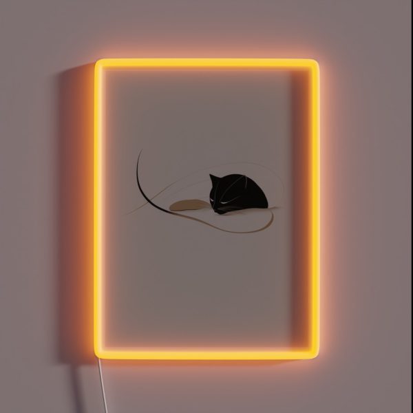 Fine Line Cat Print Clean And Crisp Art For RGB Neon Sign