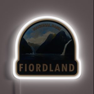 Fiordland National Park New Zealand Watercolor RGB Neon Sign Fiordland National Park New Zealand Watercolor RGB Neon Sign