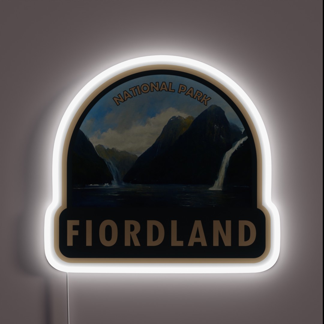 Fiordland National Park New Zealand Watercolor RGB Neon Sign Fiordland National Park New Zealand Watercolor RGB Neon Sign