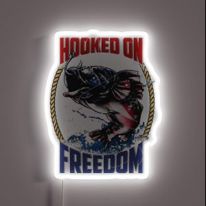 Fishing Hooked On Freedom Patriotic RGB Neon Sign