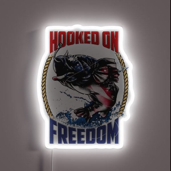 Fishing Hooked On Freedom Patriotic RGB Neon Sign