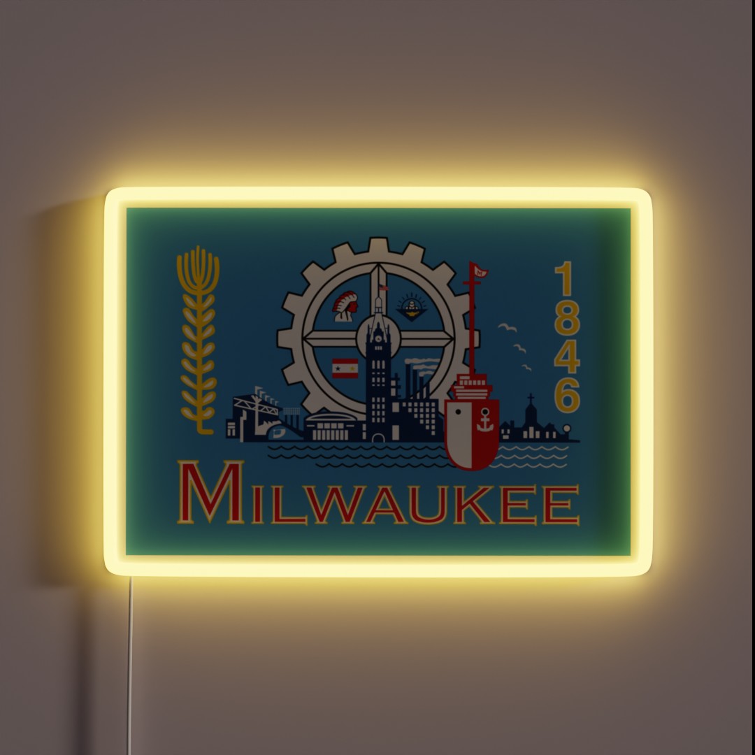 Flag Of Milwaukee RGB Neon Sign Flag Of Milwaukee RGB Neon Sign