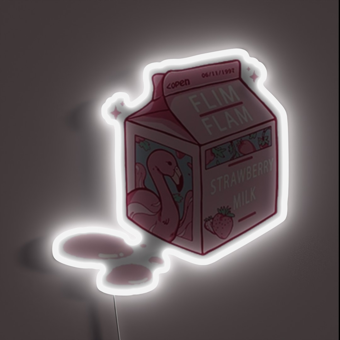 Flim Flam Strawberry Milk Carton RGB Neon Sign Flim Flam Strawberry Milk Carton RGB Neon Sign