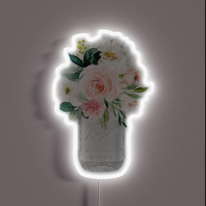 Floral Mason Jar RGB Neon Sign