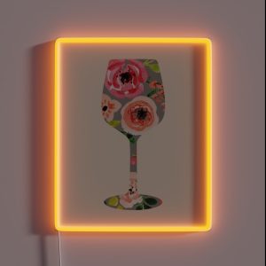 Floral Wine Glass RGB Neon Sign