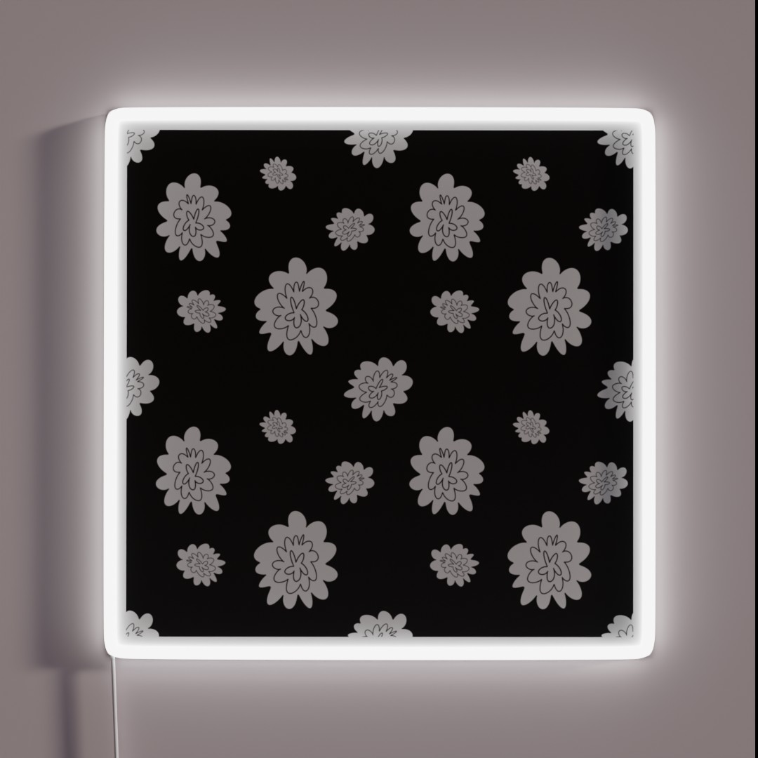 Flower Abstract Simple Line Black Seamless RGB Neon Sign Flower Abstract Simple Line Black Seamless RGB Neon Sign