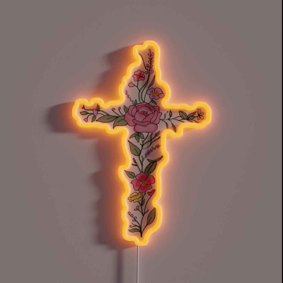 Flower Cross Mixed RGB Neon Sign Flower Cross Mixed RGB Neon Sign
