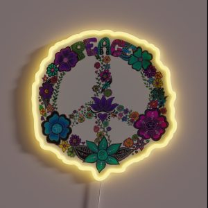 Flower Peace Sign RGB Neon Sign