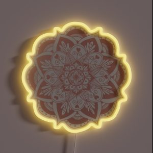 Flower Rose Gold Mandala RGB Neon Sign