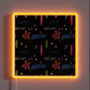 Flower Sea Scribble Black Abstract Orange Pattern RGB Neon Sign Flower Sea Scribble Black Abstract Orange Pattern RGB Neon Sign