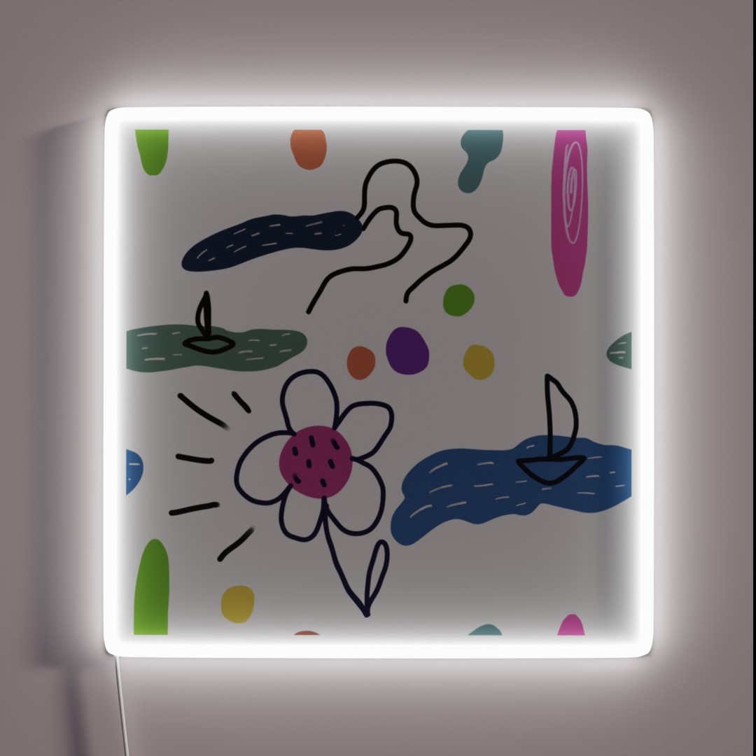 Flower Sea Scribble Fun Abstract Seamless RGB Neon Sign Flower Sea Scribble Fun Abstract Seamless RGB Neon Sign