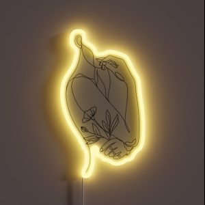 Flower With Woman Line Illustration Line Drawing One Line Nature Face RGB Neon Sign