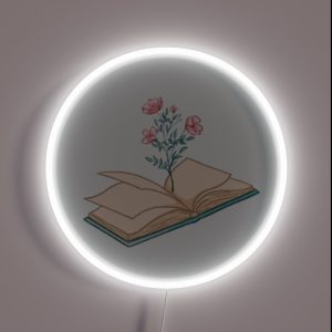 Flowers Blooming From Open Book Popsocket RGB Neon Sign