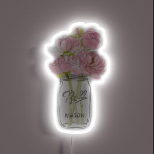 Flowers In Mason Jar RGB Neon Sign