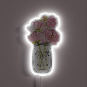 Flowers In Mason Jar RGB Neon Sign