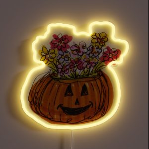 Flowers In Pumpkin RGB Neon Sign