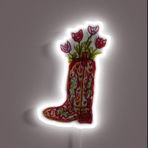 Flowers In Red Cowboy Boot RGB Neon Sign Flowers In Red Cowboy Boot RGB Neon Sign