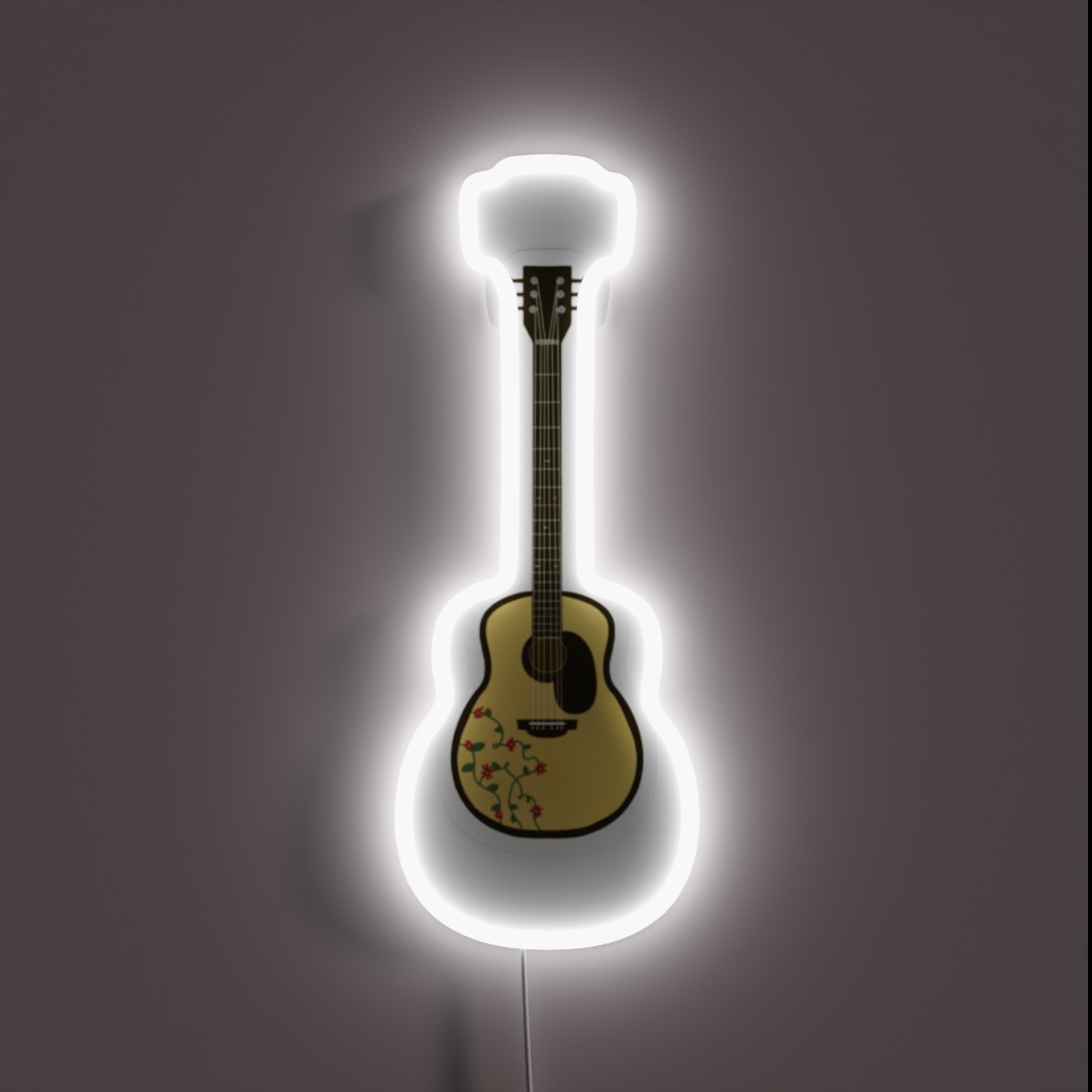 Flowery Acoustic Guitar RGB Neon Sign Flowery Acoustic Guitar RGB Neon Sign