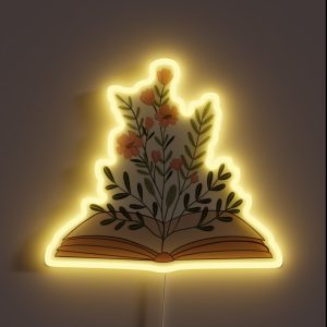 Flowery Open Book RGB Neon Sign