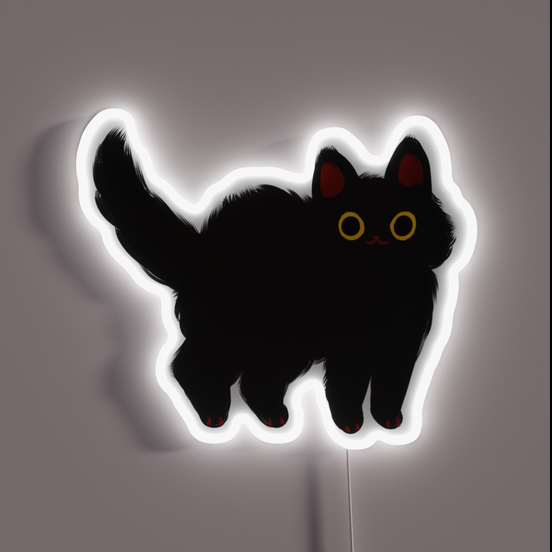 Fluffy Black Cat RGB Neon Sign Fluffy Black Cat RGB Neon Sign