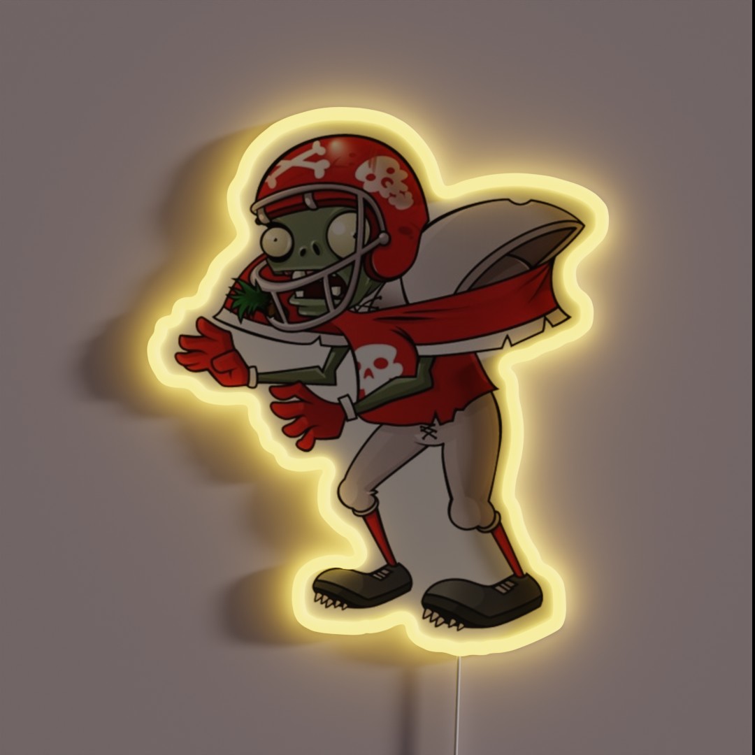 Football Zombie From Plants Vs Zombies RGB Neon Sign Football Zombie From Plants Vs Zombies RGB Neon Sign