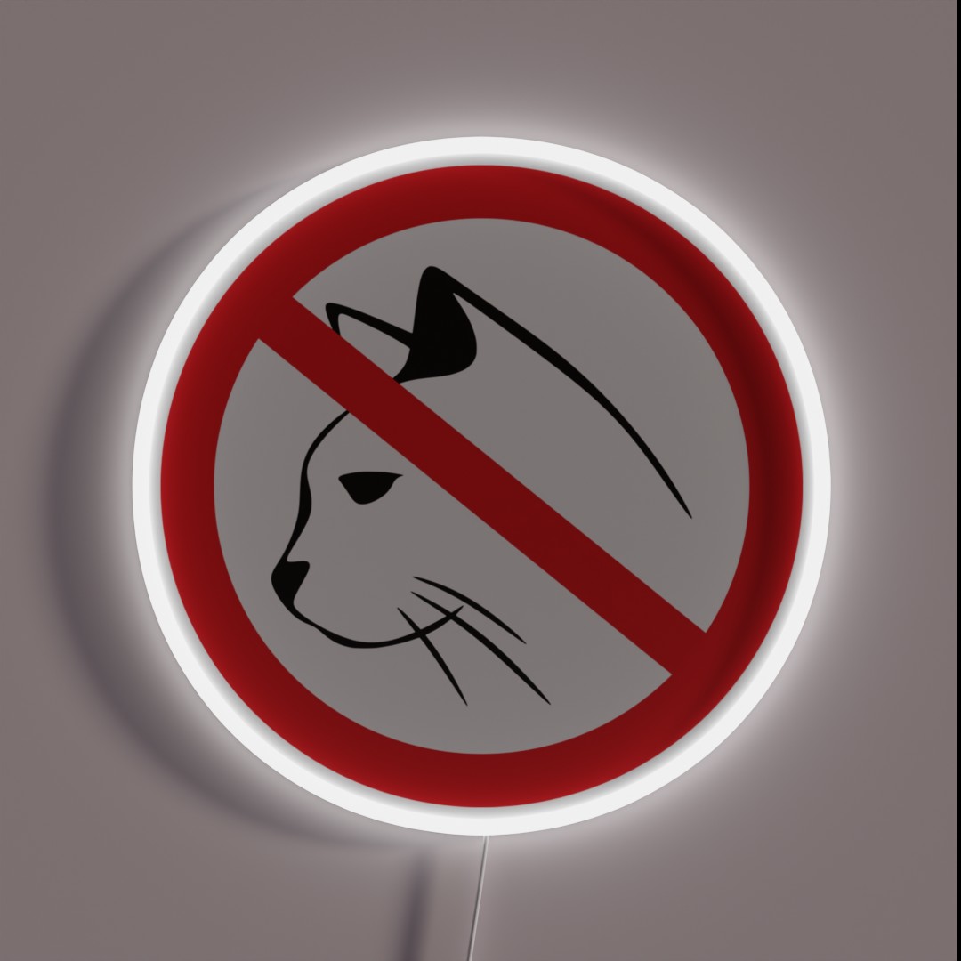 Forbidden For Cats Sign RGB Neon Sign Forbidden For Cats Sign RGB Neon Sign