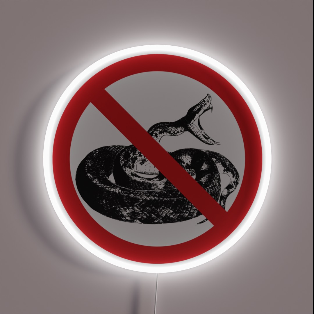 Forbidden For Snakes Sign RGB Neon Sign Forbidden For Snakes Sign RGB Neon Sign