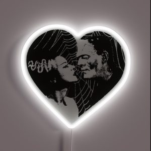 Frankenstein And Bride Goth Emo Heart RGB Neon Sign