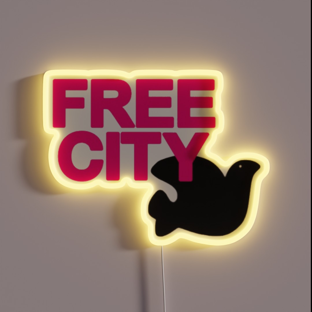 Free City Pink And Black RGB Neon Sign Free City Pink And Black RGB Neon Sign