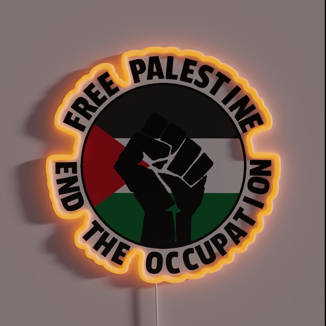 Free Palestine End The Occupation RGB Neon Sign Free Palestine End The Occupation RGB Neon Sign