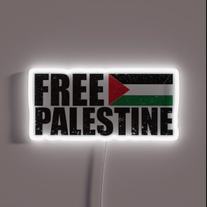 FREE PALESTINE FREE GAZA PALESTINE FLAG ARABIC RGB Neon Sign