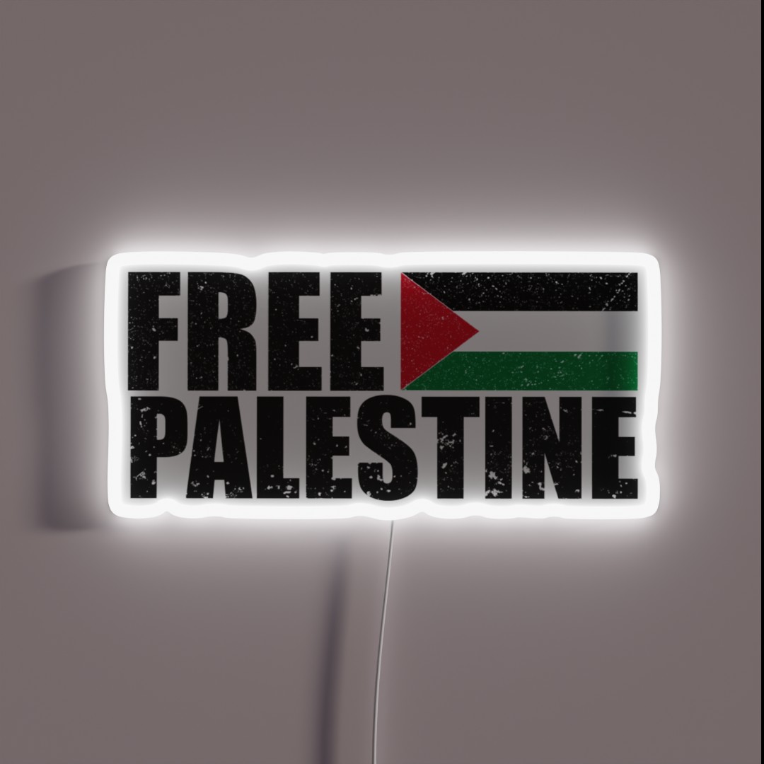 FREE PALESTINE FREE GAZA PALESTINE FLAG ARABIC RGB Neon Sign FREE PALESTINE FREE GAZA PALESTINE FLAG ARABIC RGB Neon Sign