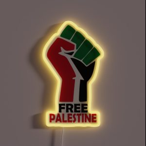 FREE PALESTINE FREE GAZA PALESTINE FLAG ARABIC RGB Neon Sign