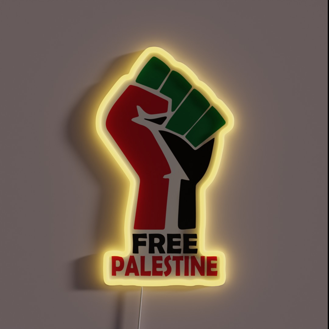 FREE PALESTINE FREE GAZA PALESTINE FLAG ARABIC RGB Neon Sign FREE PALESTINE FREE GAZA PALESTINE FLAG ARABIC RGB Neon Sign